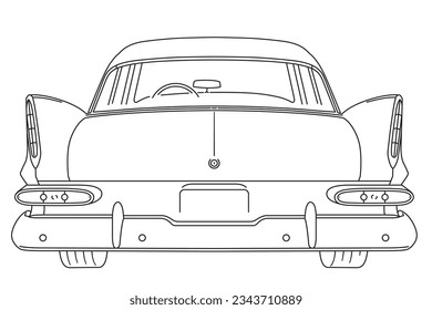 Vintage American Limousine de finales de 1950 retrovisor de la línea de visión ilustración vectorial