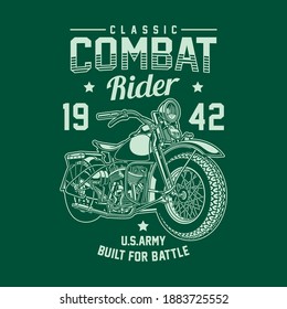 Vintage American Military Motorcycle Vector Graphic,
Military Motorcycle Graphic T-shirt