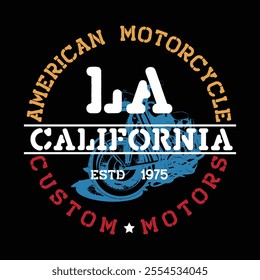 Vintage American Motorcycle Custom Motor  typographic vector graphic for T-shirt