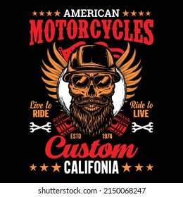 Vintage American Motorcycle Custom t-shirt design, t-shirt, grunge, artwork, illustration, template