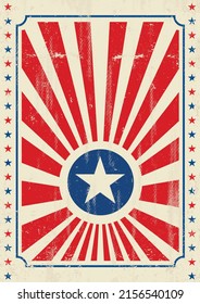 Une affiche américaine vintage avec une texture et des poutres rouges pour votre publicité