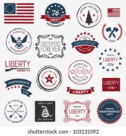 Vintage American Revolutionary War Badges, Labels And Designs