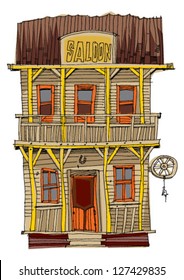 vintage american saloon - cartoon