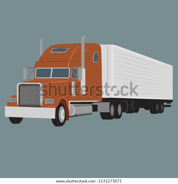 Vintage american truck vector\
illustration. Retro freighter truck. Cargo delivery\
machine.