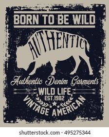 Vintage american, wild life typography, t-shirt graphics, vectors