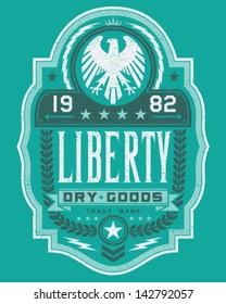 Vintage Americana Style Liberty Label Vector