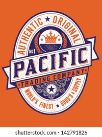 Vintage Americana Style Pacific Label Vector