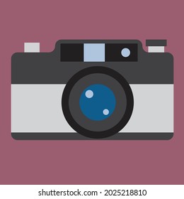 Vintage analog film camera colorful flat design. Vector illustration.