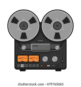 Vintage Analog Stereo Reel Deck Tape Recorder. Vector illustration