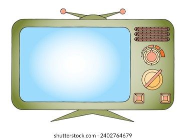 Vintage analog TV set in doodle style. Hand Drawn. Freehand drawing. Doodle. Sketch. Outline.