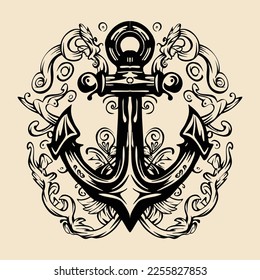 Vintage Anchor Arrow Hand Drawn tribal Illustration