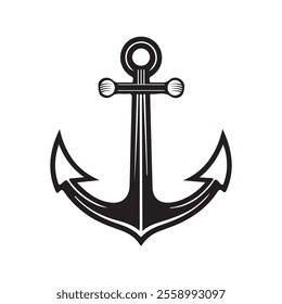 Vintage Anchor Drawing Perfect for Logo Design, Stylized Maritime Anchor with Rope Artwork