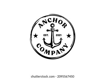 Vintage anchor emblem badge logo stamp design template