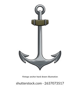 Vintage Anchor Illustration – Hand Drawn Nautical Symbol in Engraving Style