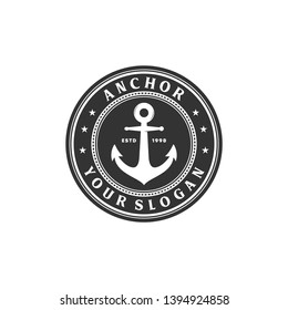 vintage anchor logo illustration, retro concept