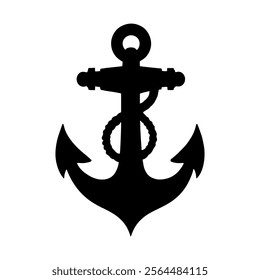 Vintage anchor rope silhouette icon vector illustration design on white background. 