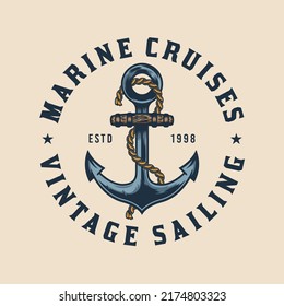 Vintage Anchor and ship rope marine cruise design