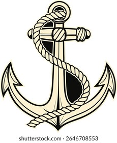vintage anchor with twisted rope wrapped around it