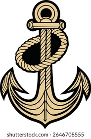 vintage anchor with twisted rope wrapped around it