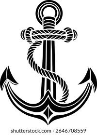vintage anchor with twisted rope wrapped around it 