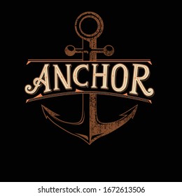 vintage anchor typography logo vector design