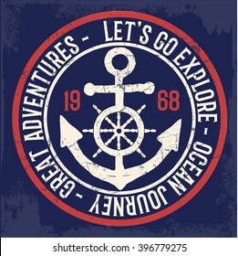 Vintage anchor typography   for t-shirt print , vector illustration