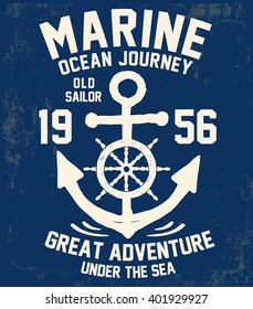 Vintage anchor typography for t-shirt print , vector illustration