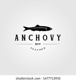 vintage anchovy fish logo label emblem. packaging vector icon. seafood design.