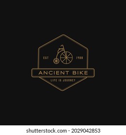 vintage ancient bike logo vector design illustration, ole bicycle logo business template vector design with modern, vintage and unique styles