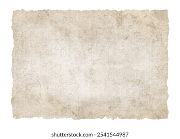 Vintage ancient worn paper texture with ripped torn jagged edges. Old antique paper or parchment background