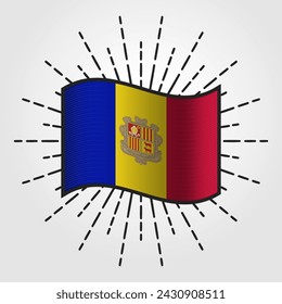 Vintage Andorra National Flag Illustration