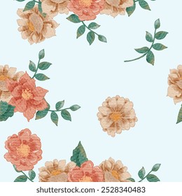 Vintage Anemone Watercolor Flower Seamless Pattern
