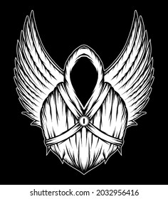 Vintage angel of death with wings. Premium vector