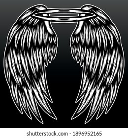 Vintage angel wing illustration. Premium vector