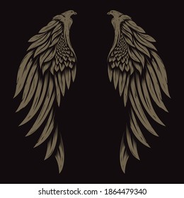 Vintage angel wings illustration vector logo design