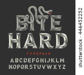 Vintage angry font with high level handcrafted details and crawling snake illustration