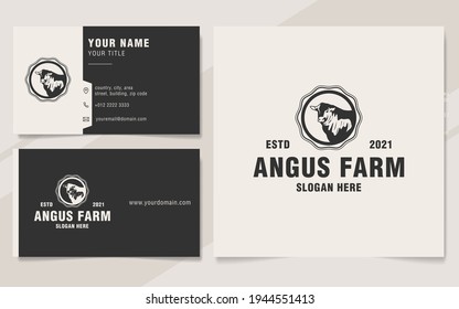 Vintage angus farm logo template monogram style