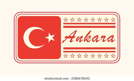 Vintage Ankara Nameplate with Turkish Flag Design