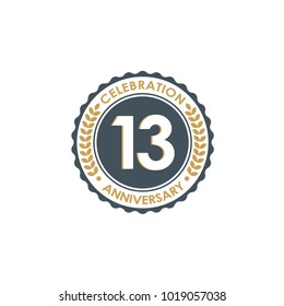 Vintage Anniversary Badge. 13 Years Anniversary Celebration