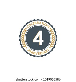 Vintage Anniversary Badge. 4th Years Anniversary Celebration