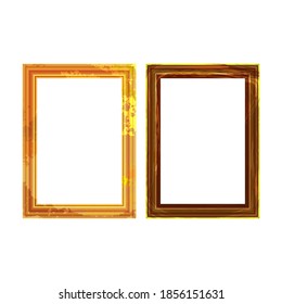 Vintage antique gold beautiful rectangular frames. Set of squared golden vintage wooden frame for your design. Vintage cover. Place for text. Template vector illustration.