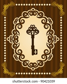 Vintage Antique Key  tapestry background. Vector