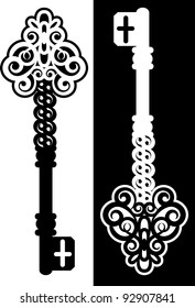 Vintage Antique Key tapestry background. Vector
