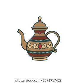 Vintage antique teapot icon designed for home and kitchen decor.