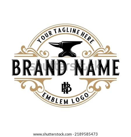 vintage anvil logo design. for blacksmith