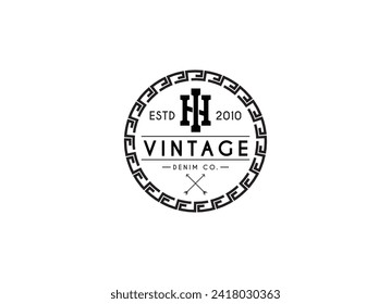 Vintage apparel logo. Vintage apparel stamp design vector