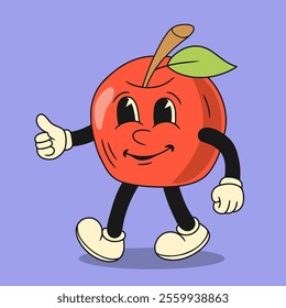 vintage apple fruit character illustration