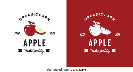 vintage apple fruit logo illustration suitable for fruit shop and fruit farm