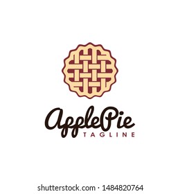 Vintage Apple Pie Cake Logo Vector Template On White Background