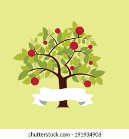 vintage apple tree graphic vector symbol